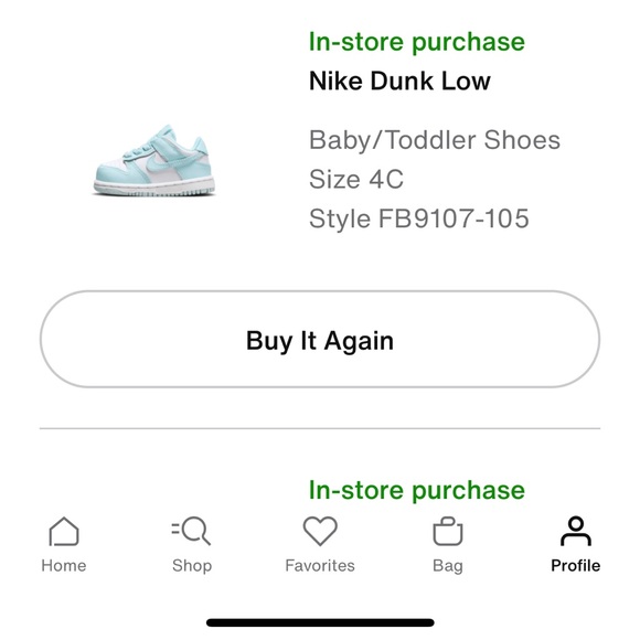 Nike dunk low glacier blue (tde) size 4c - Picture 4 of 4